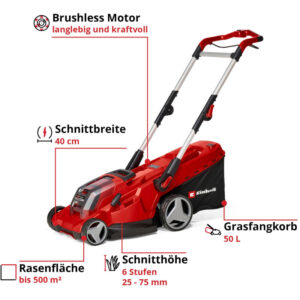 EINHELL PROFESSIONAL Akku-Rasenmäher RASARRO 36/40, 2×4,0 Ah Akkus +