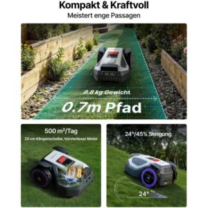 ANTHBOT M5 Mähroboter ohne Begrenzungskabel für 500 m² inkl. Garage